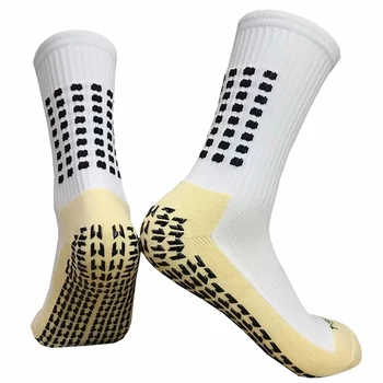 Взрослые нескользящие носки Mid-Tube Профессиональные футбольные матчи Спортивные тренировочные носки Резиновые носки на толстой подошве Нескользящие гранулированные носки