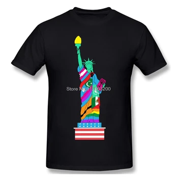 Rengoku Liberty For All Print Хлопковая футболка Hombre Classic America Знаменитая Статуя Свободы Мужская модная уличная рубашка