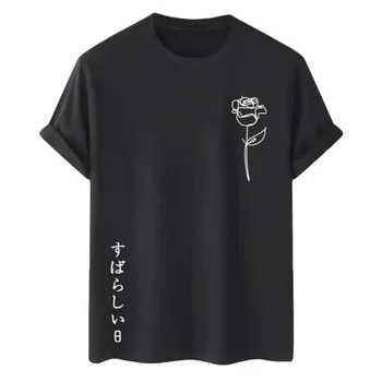 Простая мужская футболка Daily 2023 Футболка с 3D-принтом Rose для мужчин Повседневная футболка с короткими рукавами Мужская одежда Свободная уличная рубашка Лето
