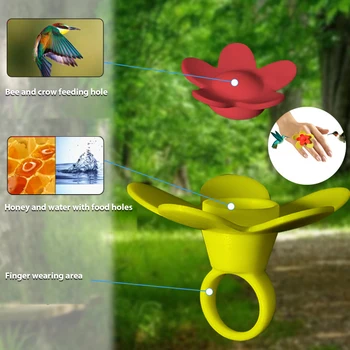  Ring Колибри Поилки для воды Ручная кормушка для птиц Поилка Цветочный дизайн Портативный Простой в использовании Принадлежности для кормления птиц