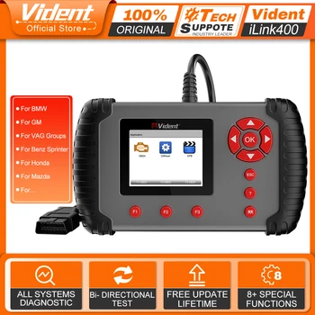 VIDENT iLink400 Полносистемные инструменты для диагностики автомобиля Сканер OBD2 одной марки Поддержка ABS/SRS/EPB//DPF Регенерация/Сброс масла