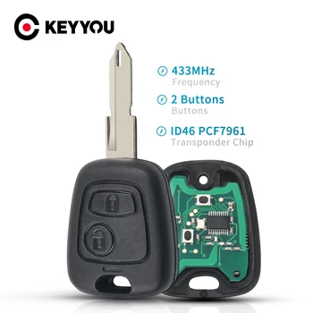 KEYYOU Дистанционный автомобильный ключ 433 МГц ID46 PCF7961 чип для Peugeot 106 107 206 207 306 307 407 Партнер Xsara Picasso NE73 лезвие 2Кнопки