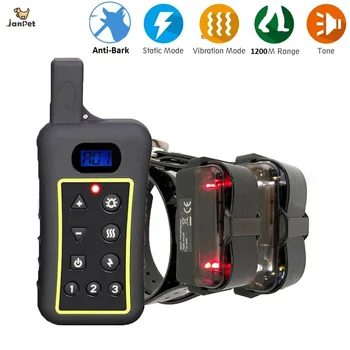 JANPET 1200Meters Ошейник для дрессировки охотничьих собак с дистанционным управлением ANTI-BARK Shock Collars для 1, 2 или 3 собак со светодиодным фонариком