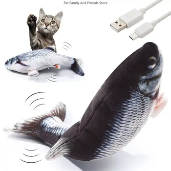 Интерактивные игрушки для кошек USB-зарядное устройство Имитация рыбы Движущаяся электрическая гибкая рыба Кошачья мята Игрушка для кошек Щенок Кошка Жевать Укус Игрушка Товары для домашних животных