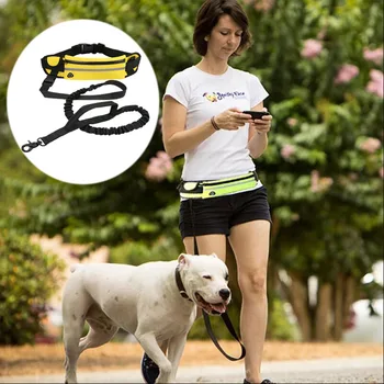 2022 Новый светоотражающий нейлоновый регулируемый поводок для собак без помощи рук для собак Ходьба домашних животных Бег трусцой Ночной бег Спорт для домашних животных Поясная сумка
