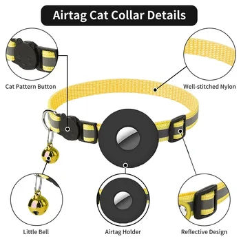 Glow Pet Cat Водонепроницаемый защитный ошейник для собачьего трекера Светоотражающий нейлон подходит для темного держателя для Airtag In