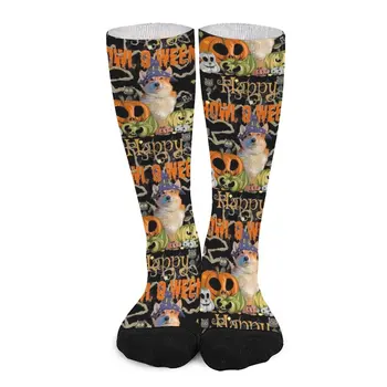 Забавный Хэллоуин Ведьма Корги Собака Тыква Jack-O-Lantern Носки мужские носки хлопчатобумажные чулки