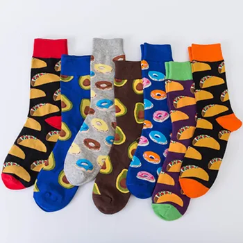 7 пар носков большого размера цветные и красочные повседневные носки из хлопка среднего и высокого уровня Gourmet Series модные носки носки оптом