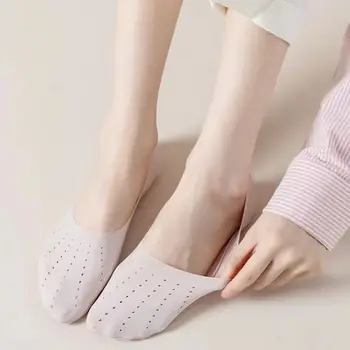 Летние короткие однотонные носки для лодок Удобные невидимые женские сетчатые носки Полые носки Тапочки Ледяные шелковые носки