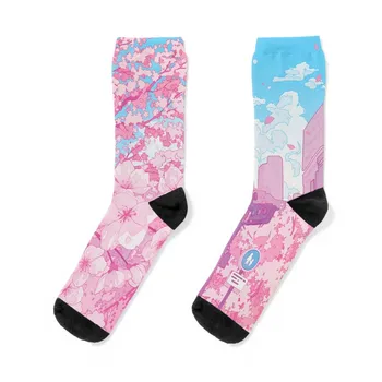 Токийская башня и цветение сакуры (исправленные цвета) Носки лодыжки кавайные летние женские носки мужские