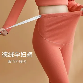 Беременным женщинам осенние брюки de Rong теплые de Rong осенне-зимняя удобная одежда для беременных тонкие теплые штаны de Rong