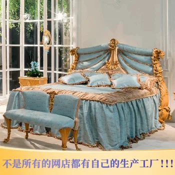 европейская дворцовая кровать из массива дерева французская роскошная резная свадебная кровать из золотой фольги итальянская двуспальная кровать из ракушечника кровать принцесса