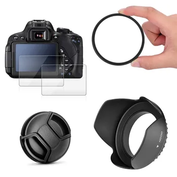 Комплект аксессуаров УФ-фильтр + крышка бленды объектива + 2x стеклянная защитная пленка для цифровой камеры Nikon CoolPix P1000