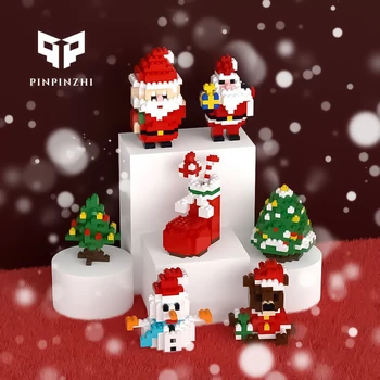 Bloques de construcción de Navidad para niños, Papá Noel, muñeco de nieve, juguete para niños, regalo de Navidad