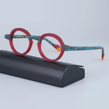 Японская стильная ацетатная круглая оправа для очков дизайнерский бренд винно-красные очки ручной работы для мужчин и женщин оптические цветные линзы