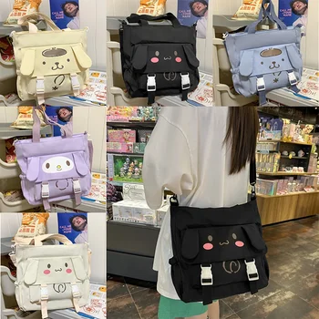 корейский Y2k Sanrio Легкий рюкзак Симпатичная мультяшная сумка через плечо Kawaii Kuromi Melody Hello Kitty Girls Кросс-боди Сумка Школьная сумка
