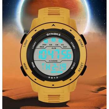 SYNOKE Мужские цифровые часы Спортивные часы Функция синхронизации Будильник Водонепроницаемый 50M Цифровые часы Военные часы Большой экран