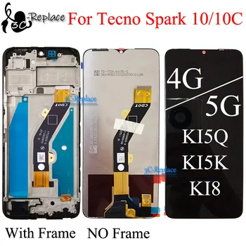черный 6,6 дюйма для Infinix Spark 10C KI5K Spark 10 KI5Q 5G KI8 ЖК-дисплей Дигитайзер с сенсорным экраном в сборе / с рамкой