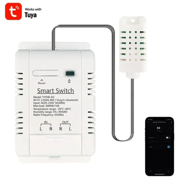 Tuya Smart Wifi Switch 3000 Вт 16A Беспроводной термостат Мониторинг температуры и влажности с монитором энергопотребления