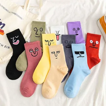 1 пара Корея Funky Harajuku Trend Женская мода Повседневные смешные носки Девушка Милые Kawaii Носки Унисекс Сюрприз Mid Tube Женские носки