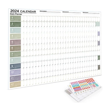 Настенный календарный планировщик на 2024 год в размере плаката Планировщик 14-месячного альбомного формата