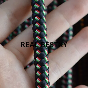 REAL BESTXY 5 м/лот 8 мм черная кожа + красный/белый/ Круглый плетеный кожаный шнур ожерелье ожерелье браслет веревка для DIY ювелирные аксессуары