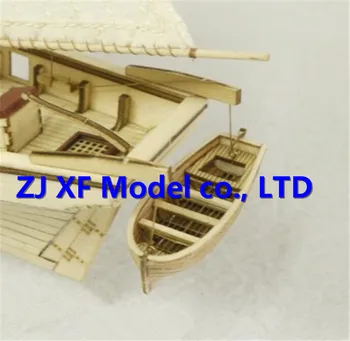 Масштаб 1/100 Мини спасательная шлюпка деревянная модель Строительный комплект Длина 55 мм