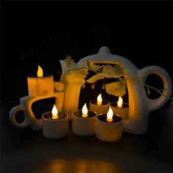 Светодиодная свеча на солнечных батареях Желтый мерцающий чайная лампа для фестиваля Свадебная вечеринка Домашний декор