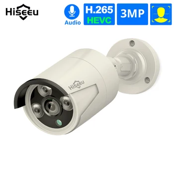 Hiseeu 5MP POE Камера видеонаблюдения IP-наблюдение Камера видеонаблюдения Ночное видение Обнаружение движения Удаленный доступ IP66 Водонепроницаемый