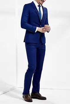 Королевский синий мужской костюм 2 шт. (куртка + брюки) Смокинг, смокинг, приталенный костюм, жених, выпускной, Terno Masculino, Мужской костюм последнего дизайна