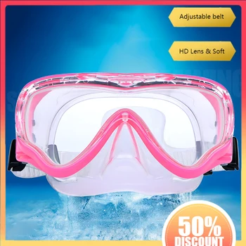 Детские очки для плавания с защитой от ультрафиолета Противотуманные линзы Мягкие силиконовые очки для плавания в большой оправе с крышкой для носа для детей 6-14 лет