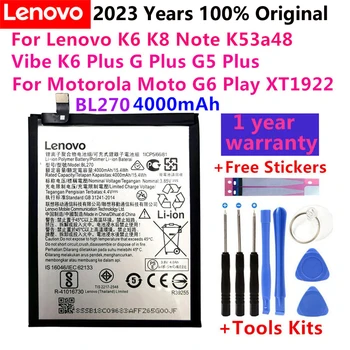 100% оригинал для Lenovo K6 K8 Note K53a48 Vibe K6 G G5 Plus 4000 мАч BL270 Аккумулятор для Motorola Moto G6 Play XT1922 Bateria