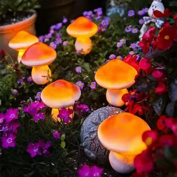 грибовидная форма солнечный свет на открытом воздухе наземный ландшафтный кол свет креативный водонепроницаемый светодиодный садовый фонарь на солнечных батареях орнамент