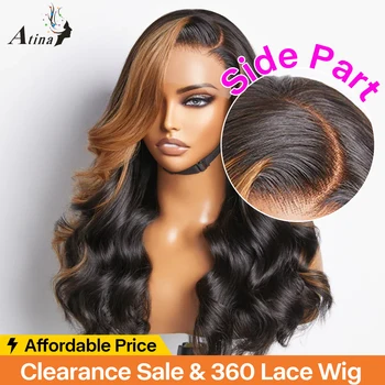  Highlight Honey Blonde Colored Full 360 Lace Frontal Wig Человеческие волосы Бесклеевые Body Wave Прозрачная застежка Парики для женщин Atina