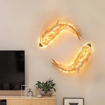 LED Fish настенные светильники креативный деревянный бра 2019 новейший дизайн настенные светильники в фойе, гостиной, спальне, прикроватной кровати, детской комнате для девочек