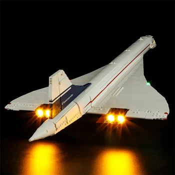 10318 Concorde Airbus Строительные блоки со светодиодными фонарями Модель самолета Кирпич Развивающие игрушки Дети День рождения Рождественские подарки
