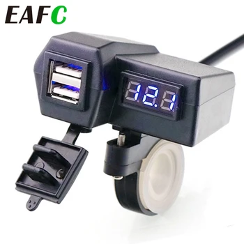 EAFC Мотоцикл Двойное USB-зарядное устройство 12 В 3,1 А Moto 2,1 А + 1 А 12 В до 5 В 15 Вт USB-зарядное устройство с разъемами для светодиодного дисплея вольтметра