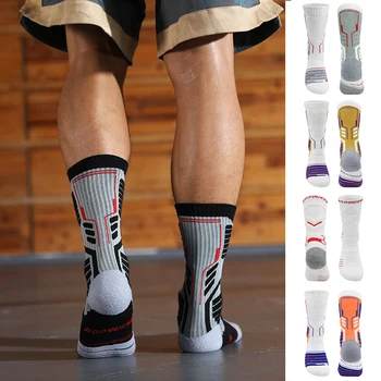 Горячая мужская подушка Crew Socks Контроль влажности Утолщенные спортивные компрессионные носки Удобные легкие противоскользящие анти-запах