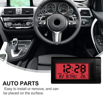  Автомобильные электронные часы ЖК-дисплей Цифровой термометр 2 в 1 Электронный датчик температуры для автомобильных аксессуаров для запчастей автомобиля